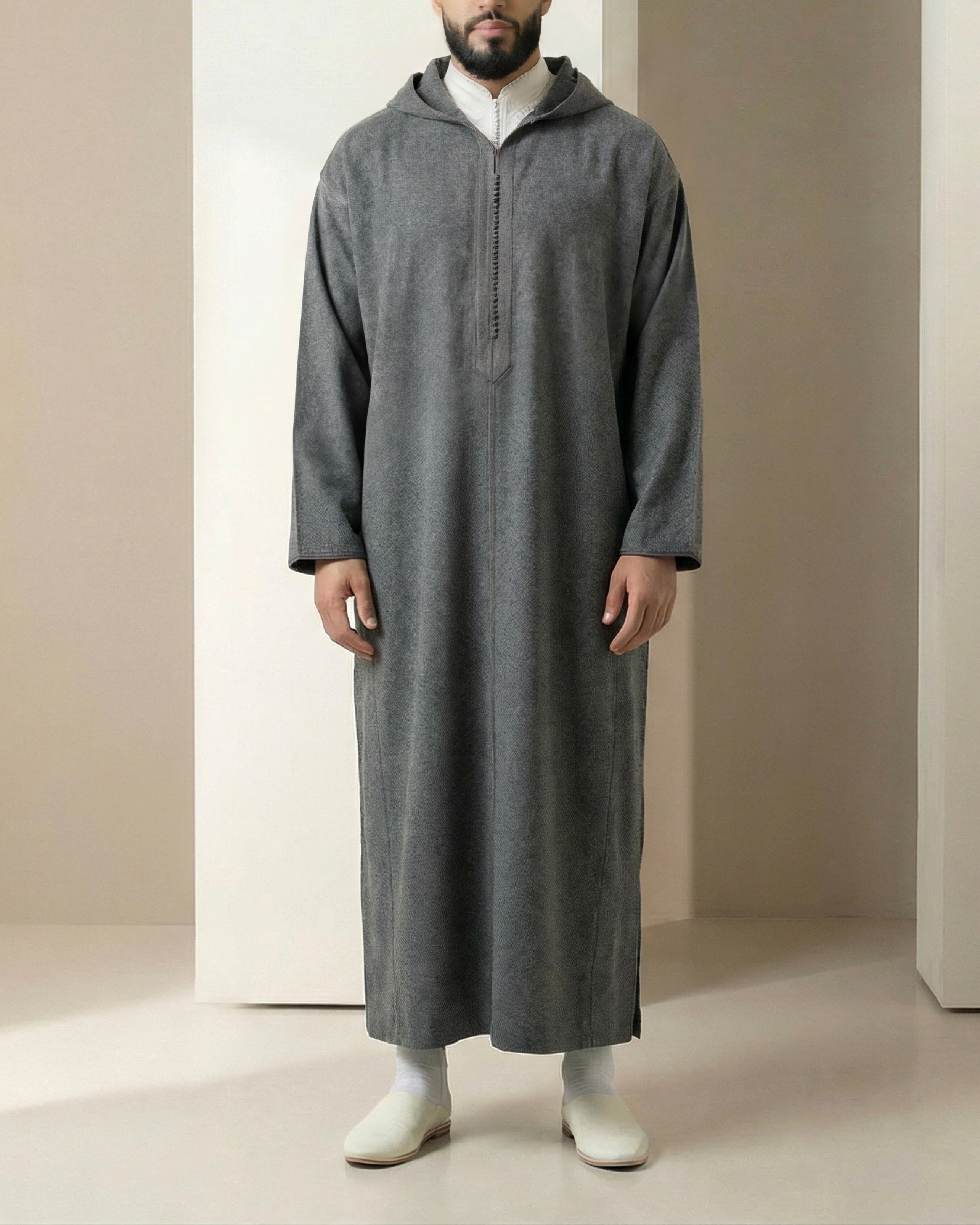 Jellaba grise Cachemire