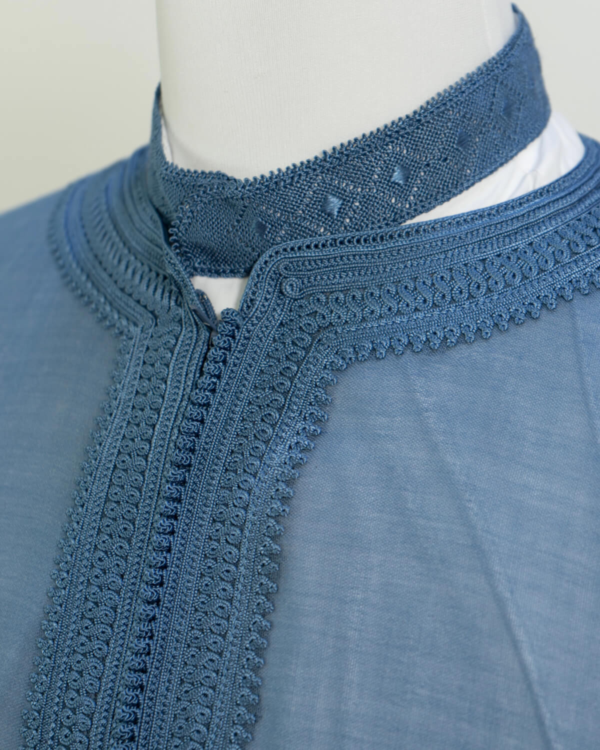 Three-piece handmade caftan, blue