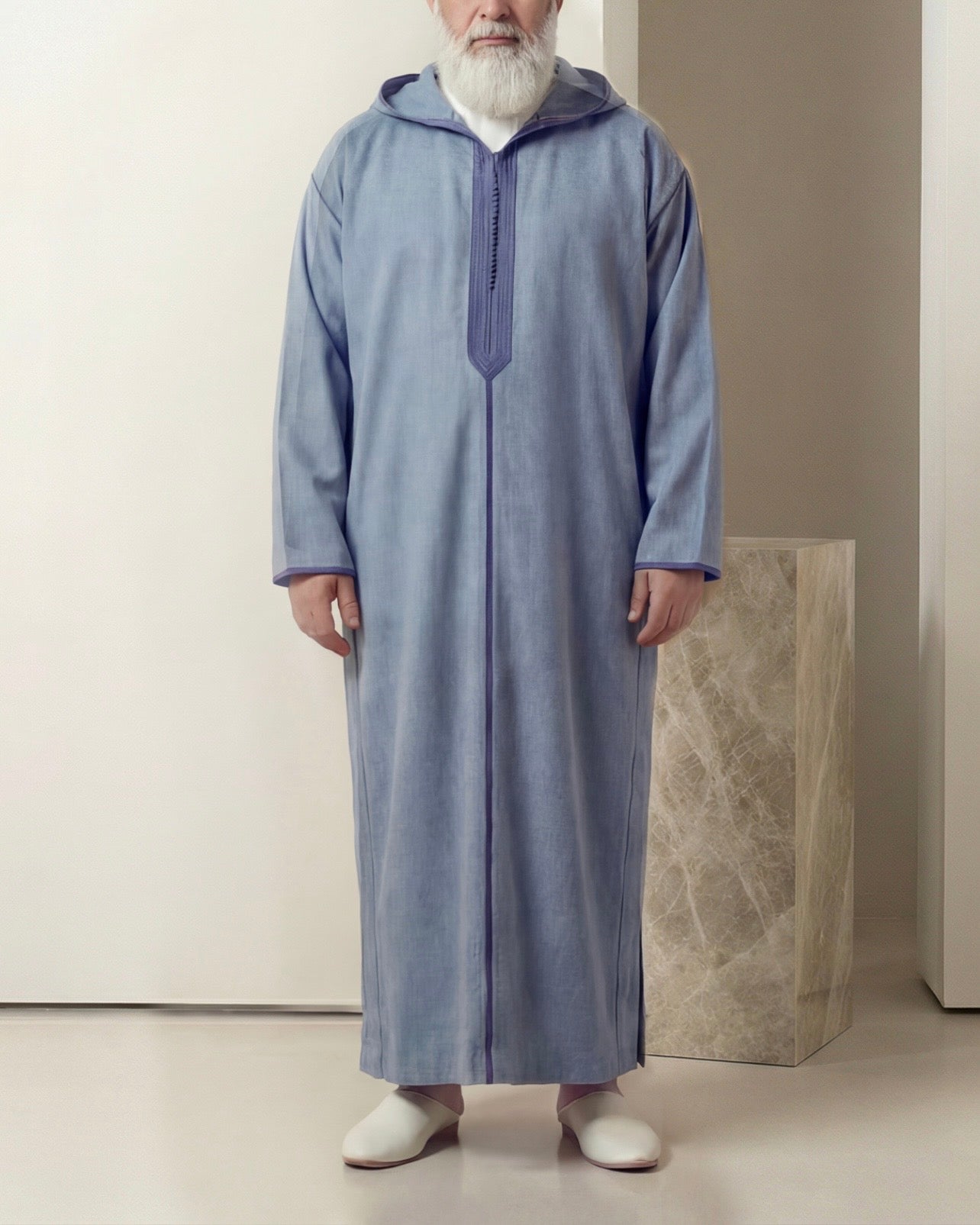 Jellaba bleue Cachemire