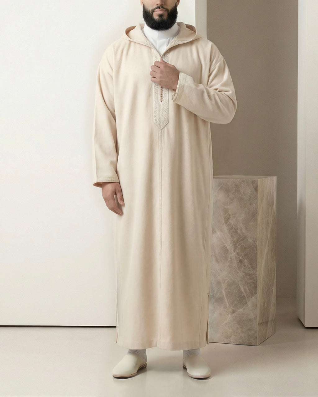 Jellaba blanc crème Laine