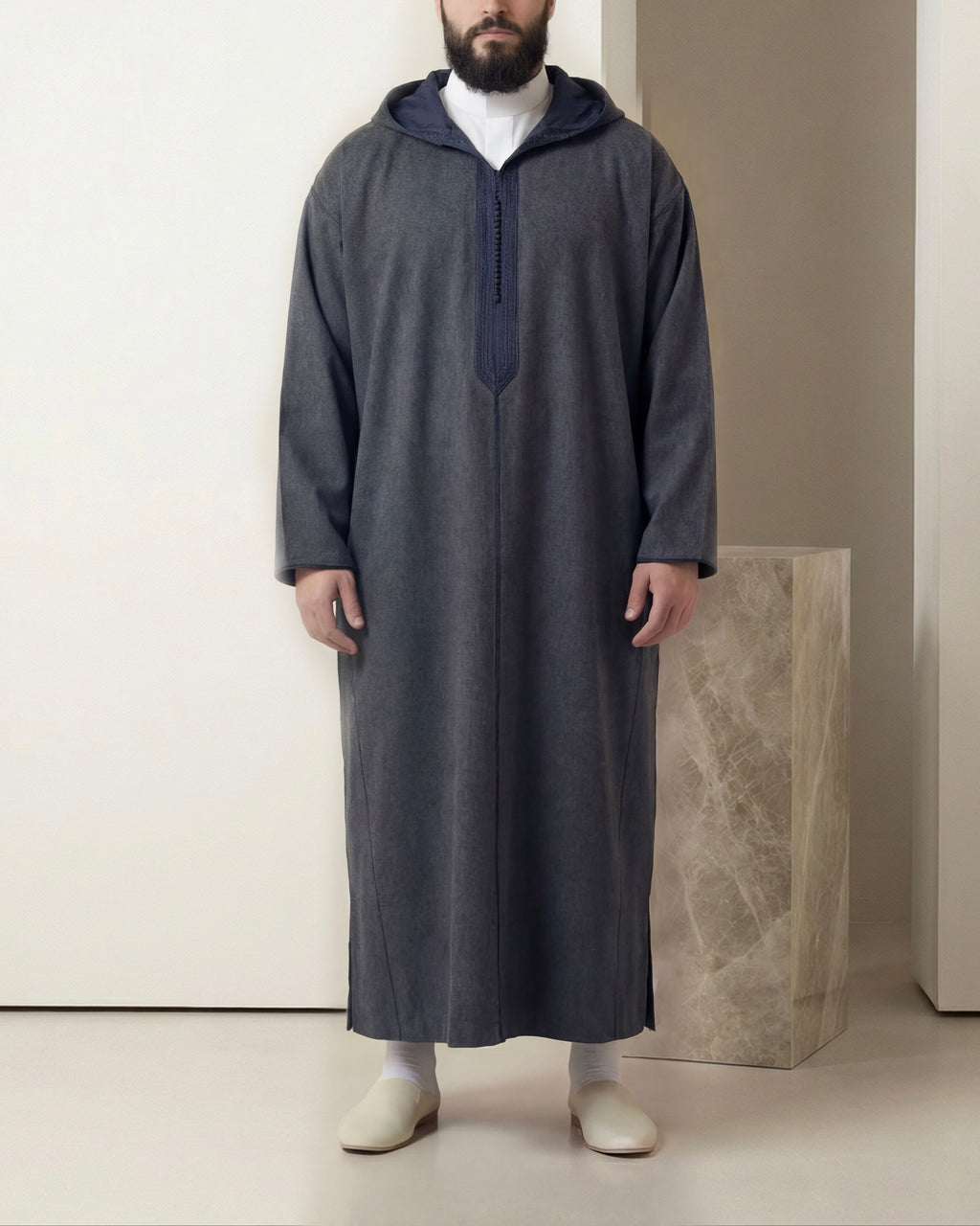 Jellaba gris anthracite Laine