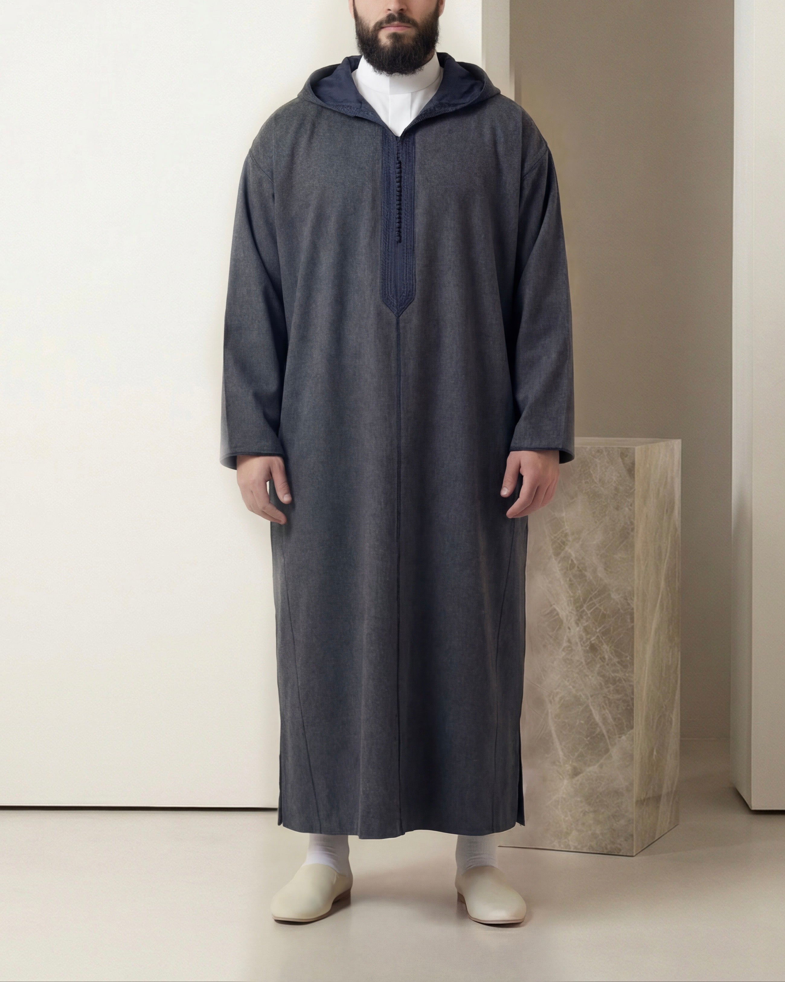 Jellaba gris anthracite Laine