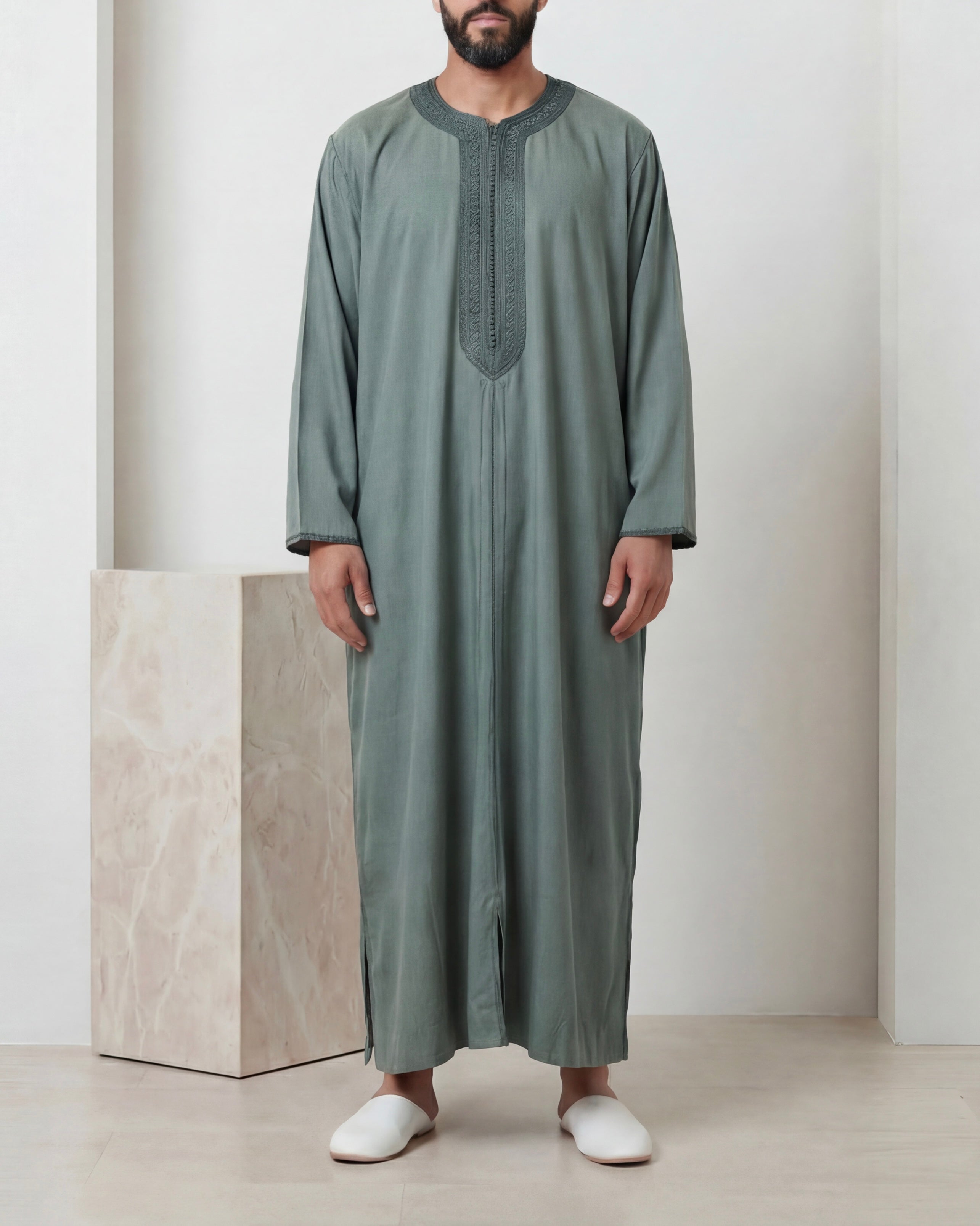 Caftan vert gris Mlifa