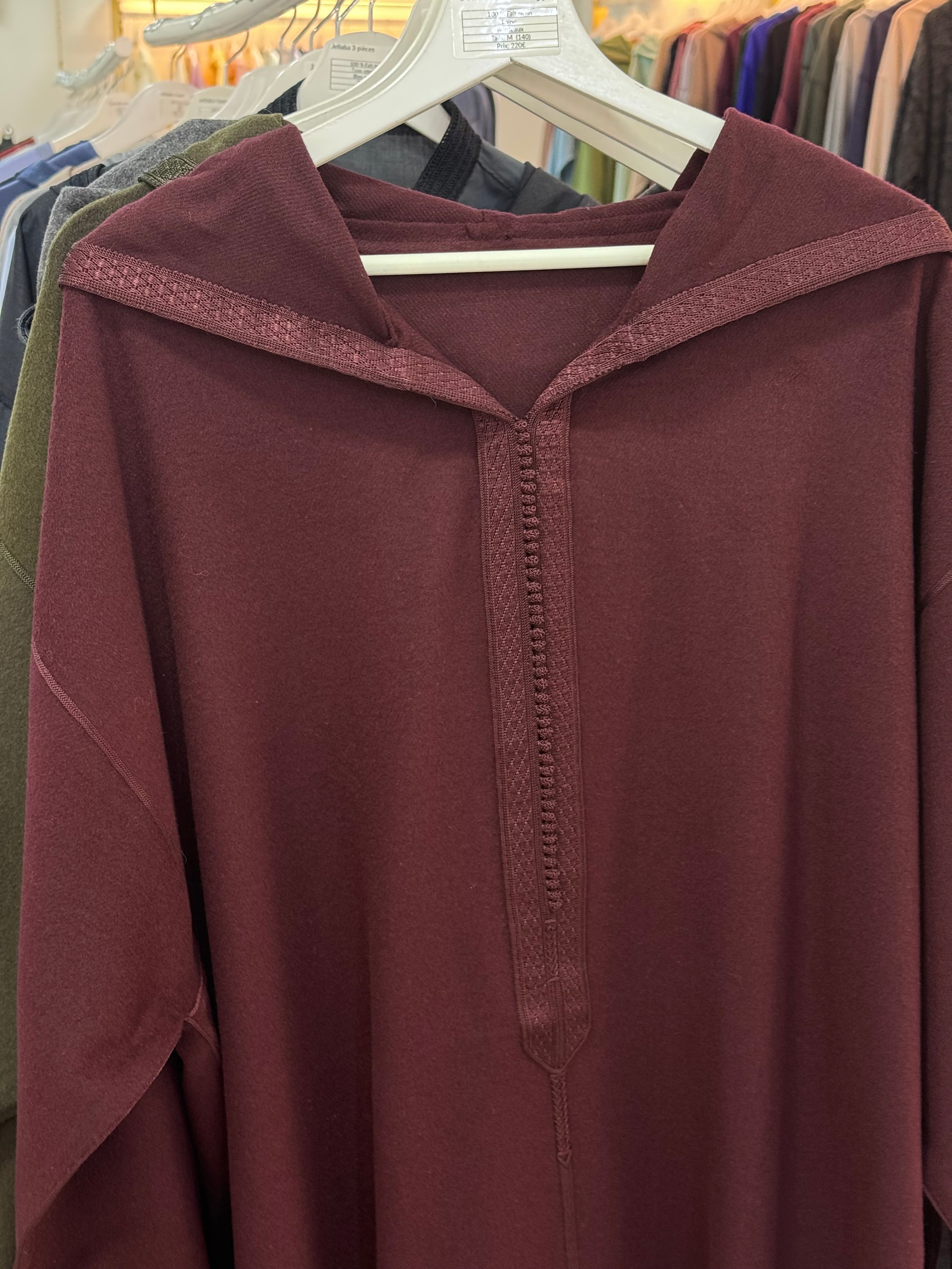Jellaba bordeaux Laine