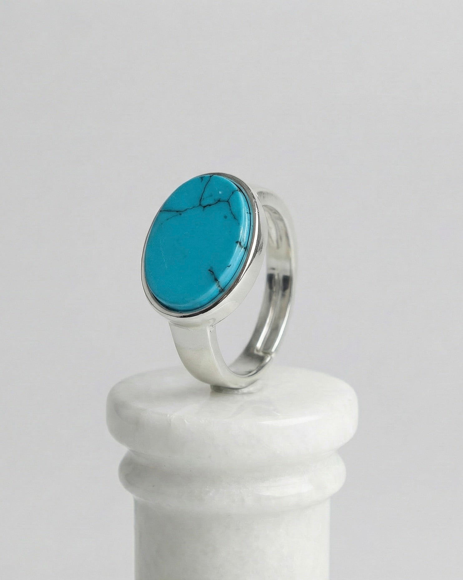 bague homme matiere laiton de couleur cyan vue entiere