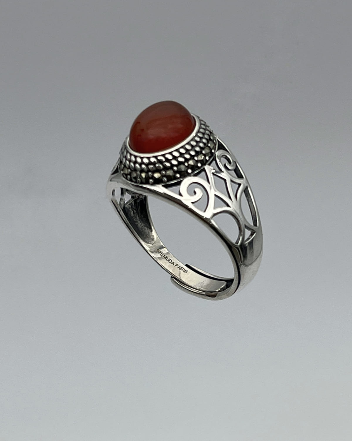 Bague en argent Yusuf rouge