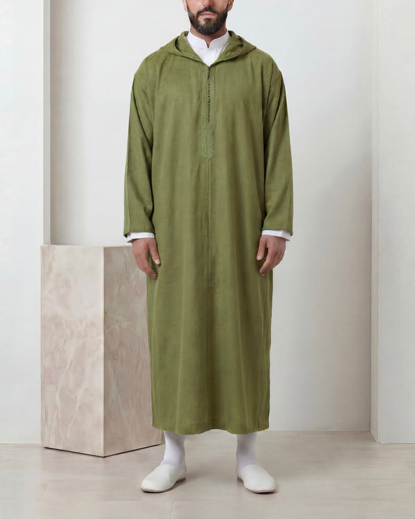 Jellaba verte olive mlifa cachemire