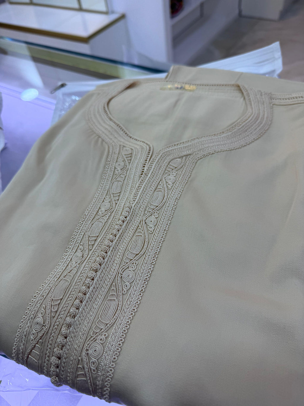 Gandoura blanc crème mlifa