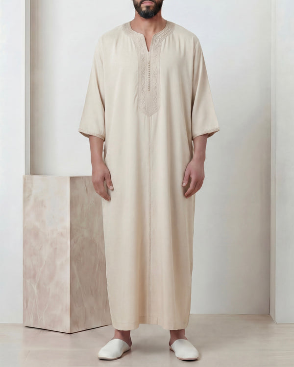 Gandoura blanc crème mlifa