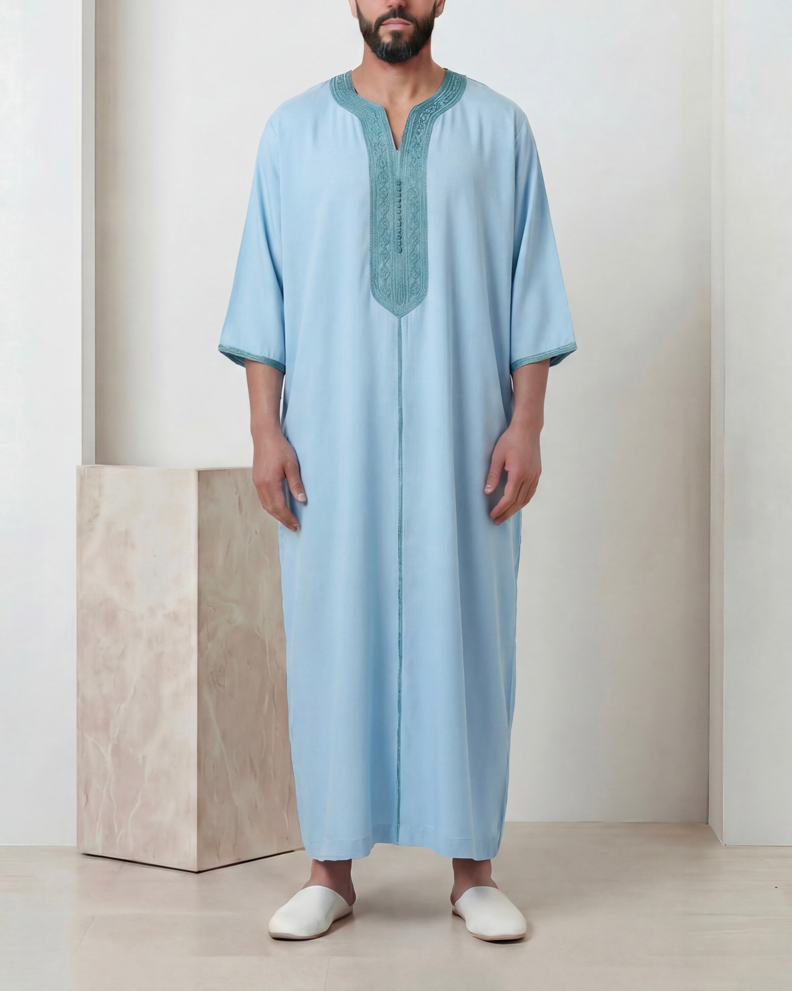 Gandoura bleu eau mlifa
