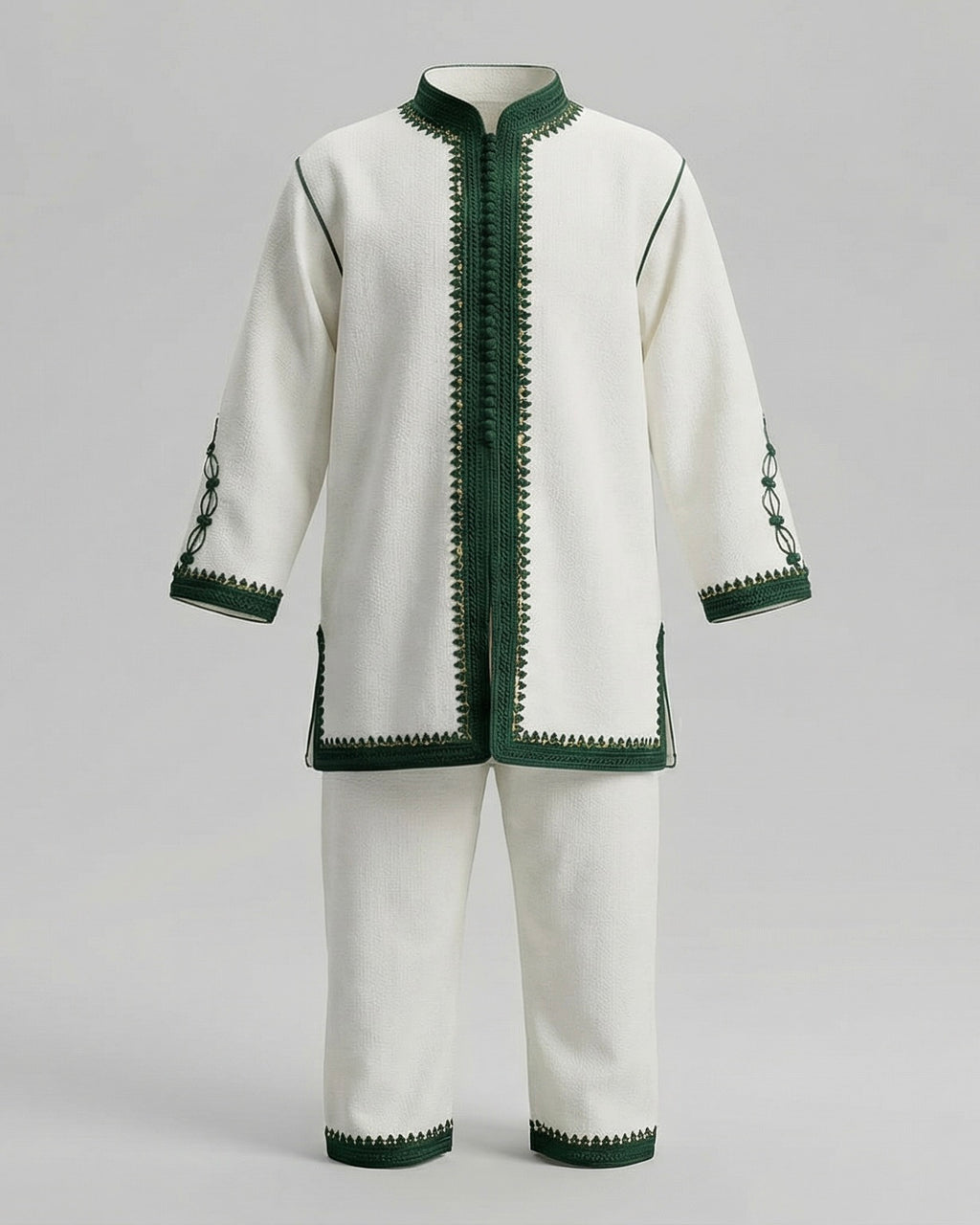 Qays White &amp; Green 2-Piece Children's Jabador