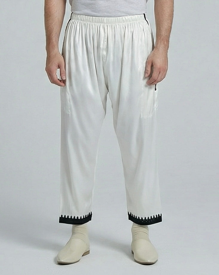 White and blue Imran trousers