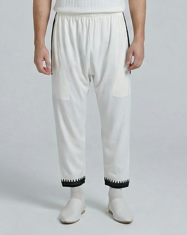 Pantalon Imran blanc et vert