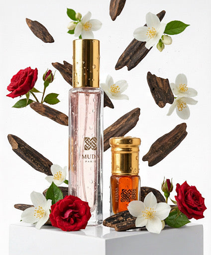 parfum mixte matiere concentre de couleur intense vue studio