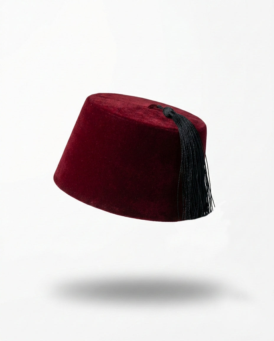 mannequin portant terbouche homme matiere fessi de couleur bordeaux vue entiere