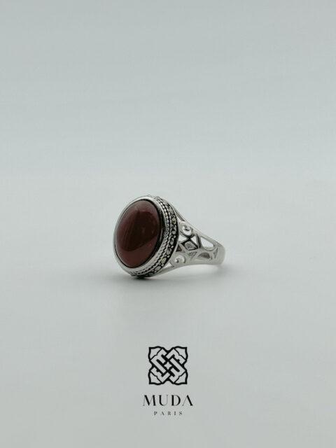 red yusuf silver ring