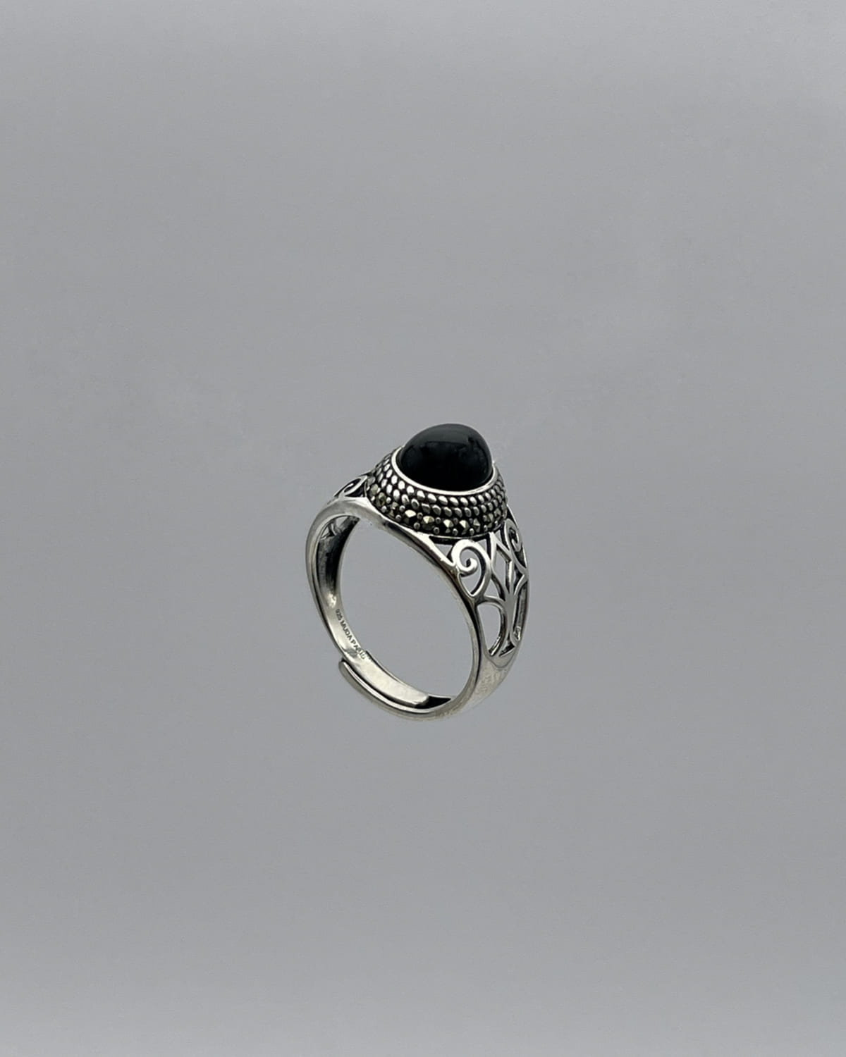 black yusuf silver ring