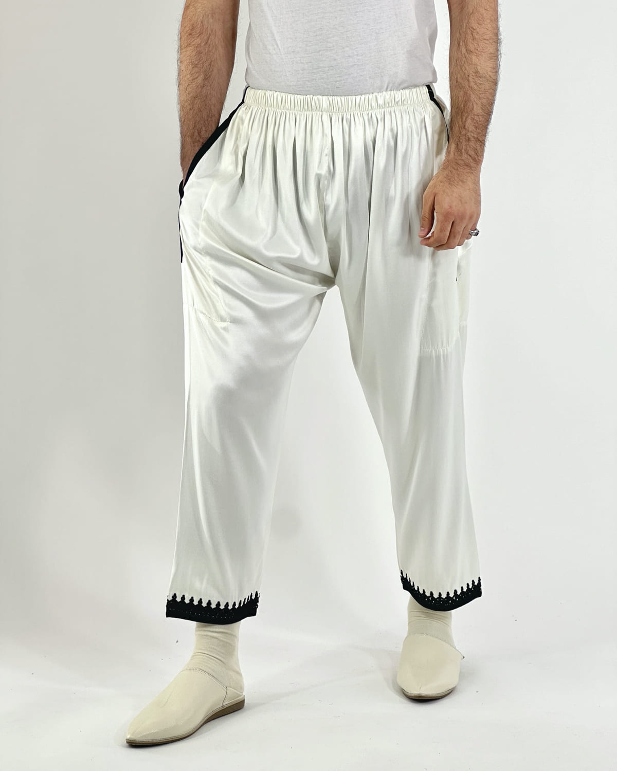White and Blue Imran Pants